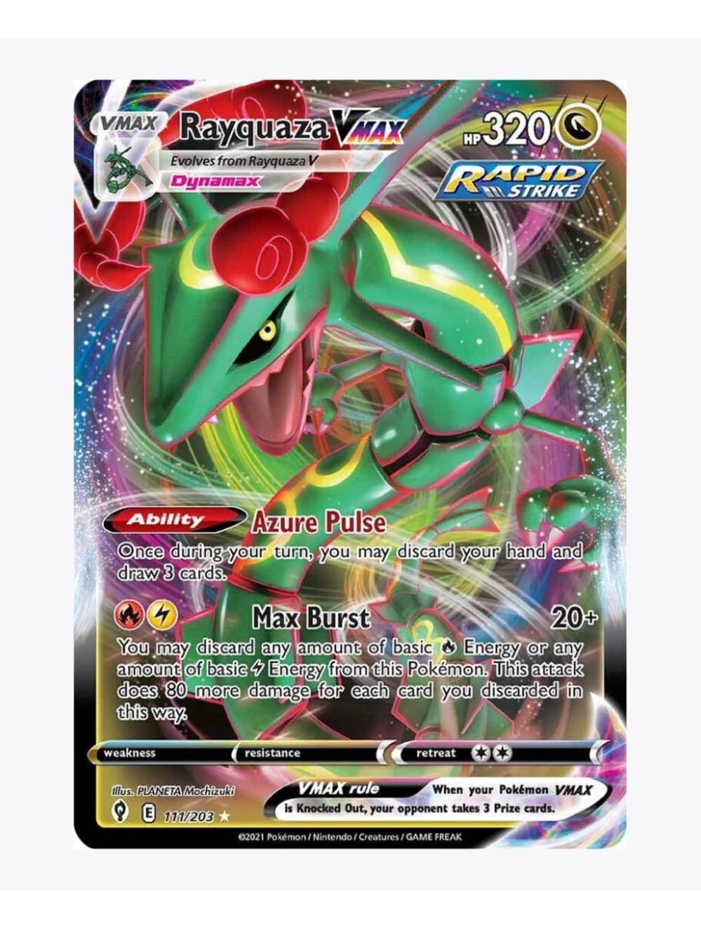 Rayquaza VMAX SWSH07 Evolving Skies Pokemon Trading Card